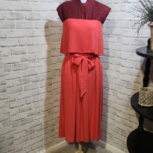 GAP Strapless Belted Red Dress